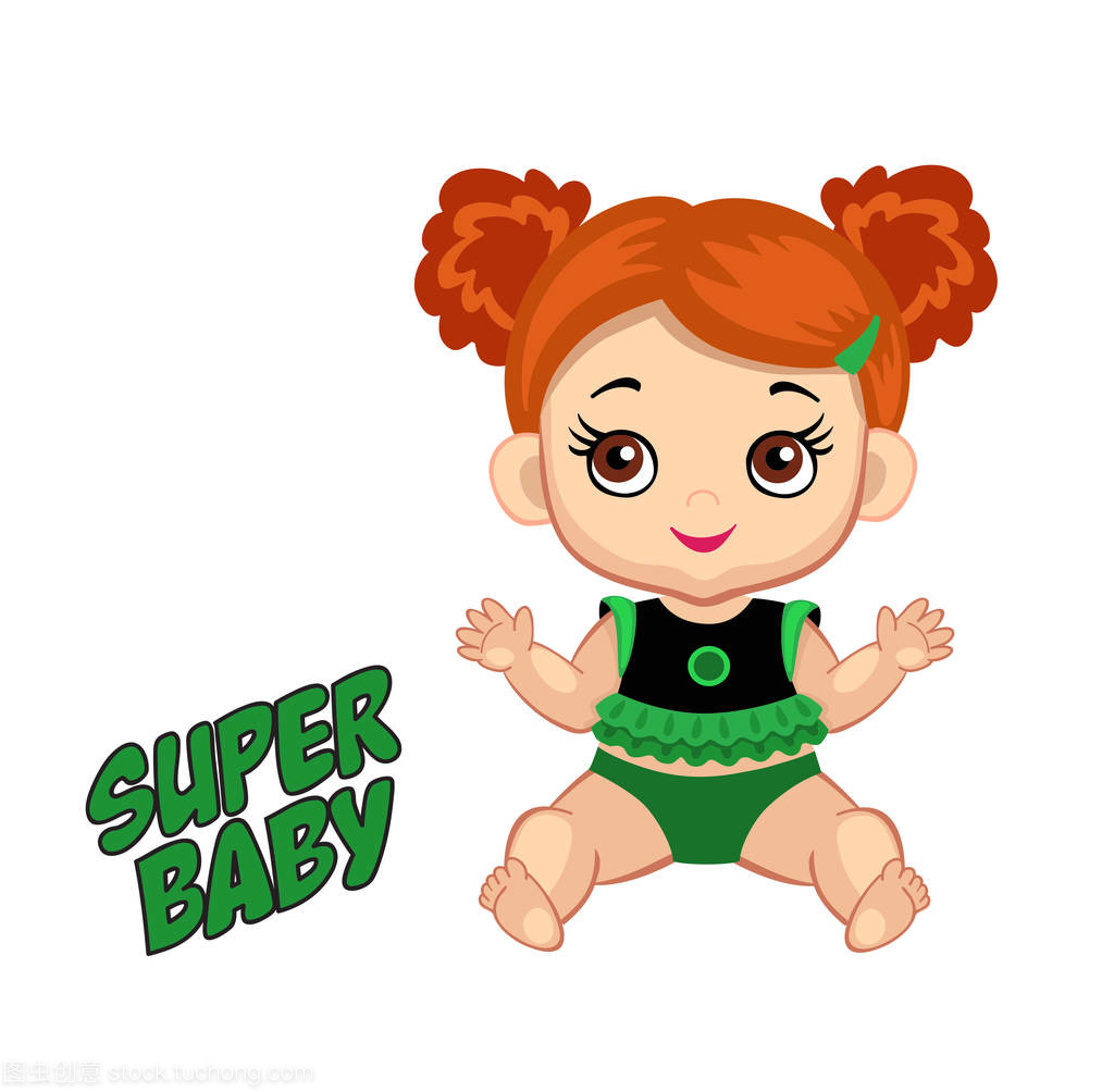 圖可愛的小寶貝女孩在一個(gè)超級(jí)英雄的服裝